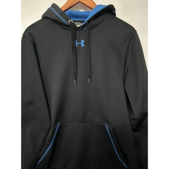Under Armour Men's Loose Fit Hoodie Black Blue Long Sleeve Sweatshirt Medium - Picture 2 of 9